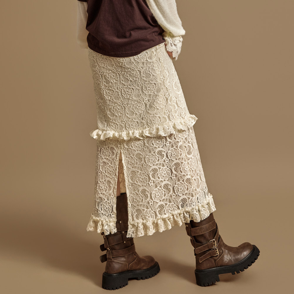 SK3098 蕾丝 荷叶边 裙