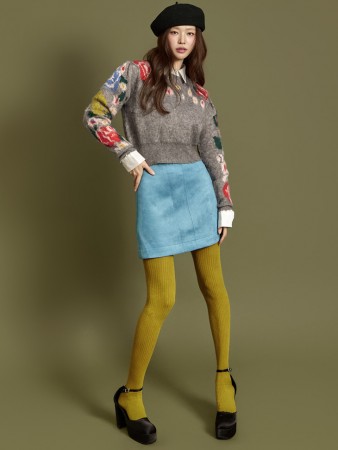 SK3097 绒面革迷你裙 Korea