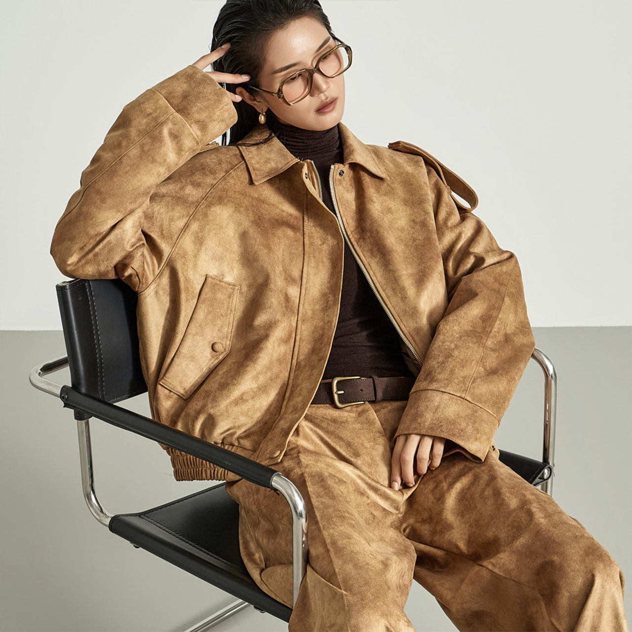 J2950 绒面革 毛衣外套