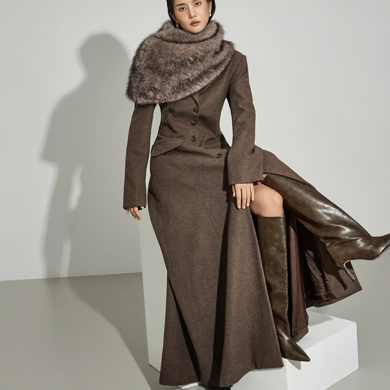 D5391 大衣 极长 連衣裙