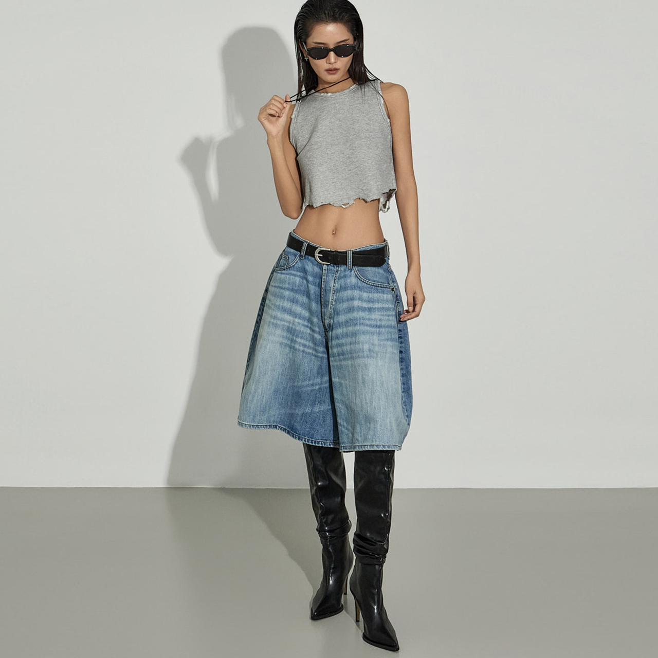 PJ618 闊腿 百慕大 jeans