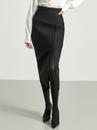 SK9092 自然剪裁开衩裙 Korea