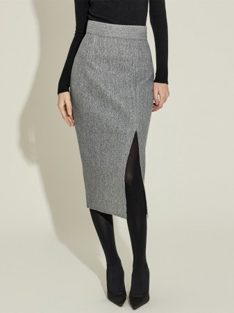 SK9092 自然剪切开叉裙 Korea