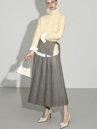 SK3103 阔腿绑带针织裙 Korea