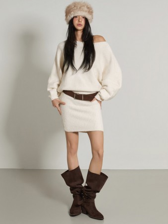 D5396 腰帶组合針織連衣裙 Korea