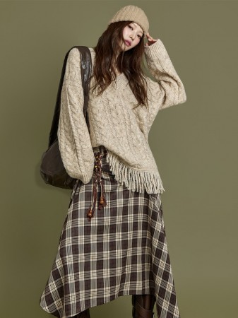 E3997 流苏长针织衫 Korea