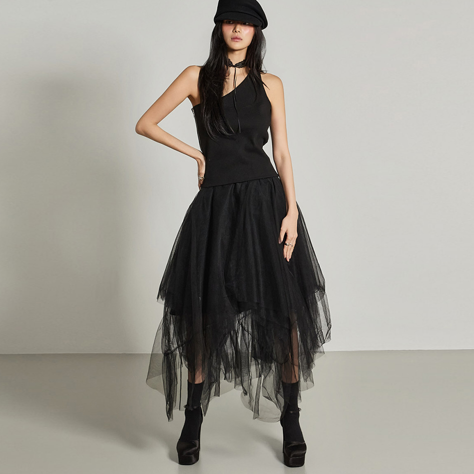 SK3105 不規則 薄纱 裙