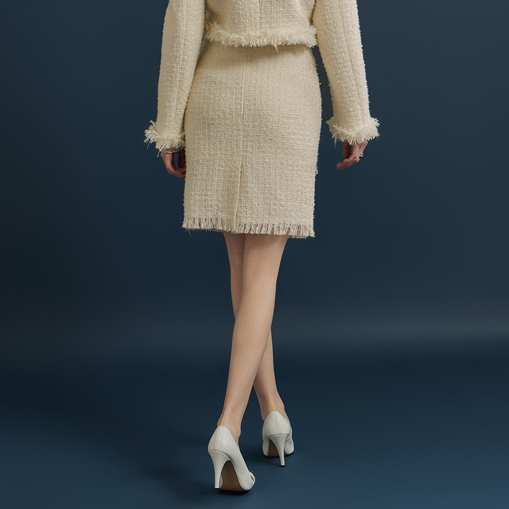 SK2591 羊毛花呢流苏迷你裙