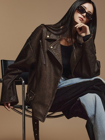 J2414 配腰带皮夹克 Korea