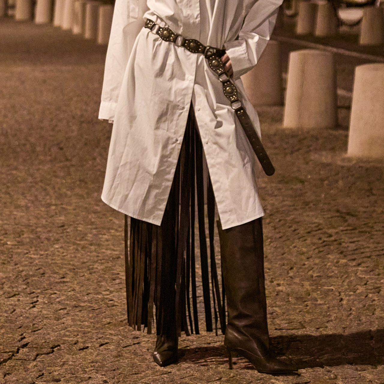 SK9250 皮革流苏裙