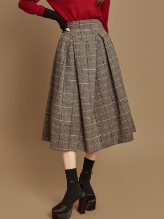 SK9287 羊毛百褶裙 Korea