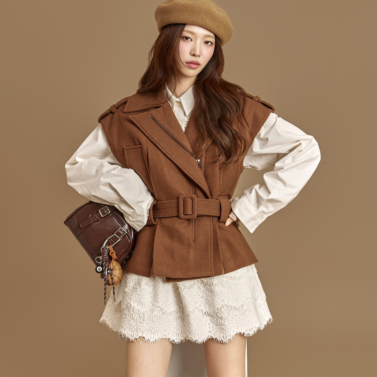 J2995 腰帶 组合 羊毛 马甲