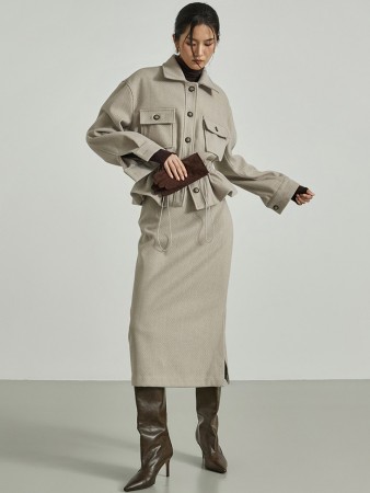 TP2293 夹克裙子穿搭 Korea