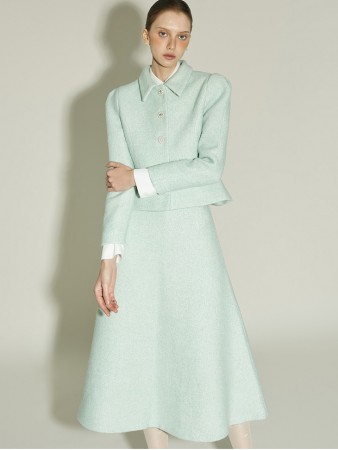 D5406 夾克裙羊毛两件套 Korea