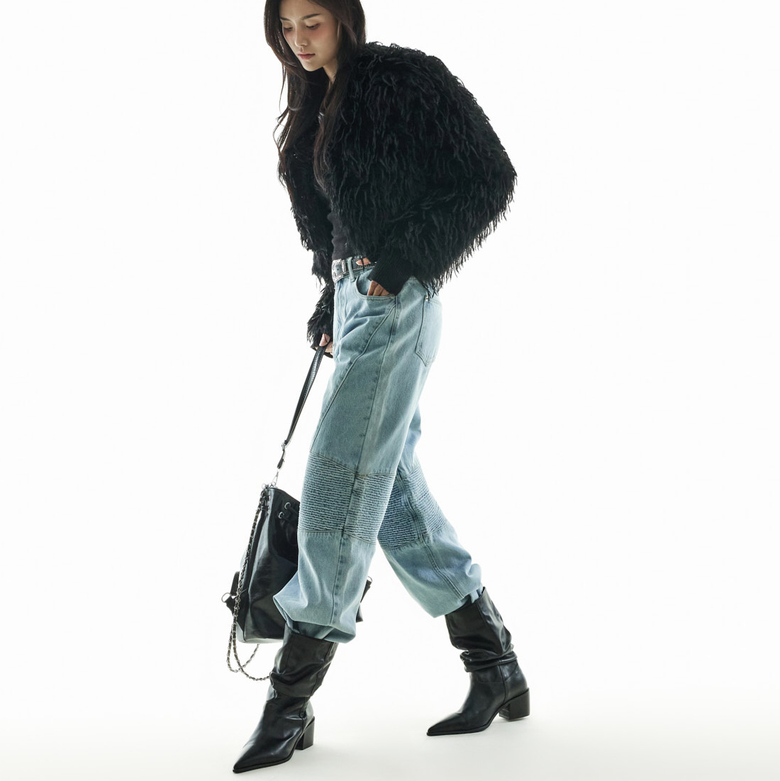 PJ620 바이커 闊腿 jeans