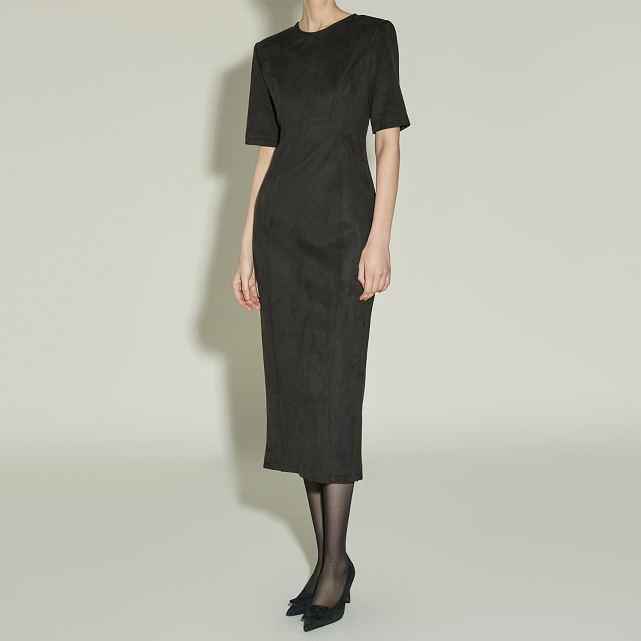 D5409 绒面革 修身 連衣裙