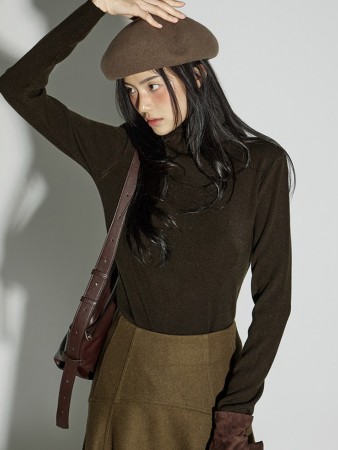 E4054 波紋狀的 高領衫 上衣 Korea