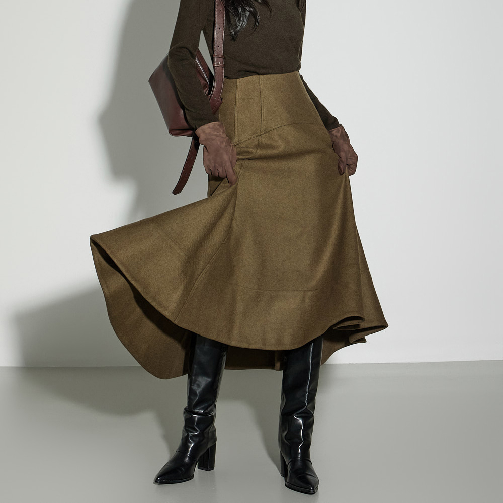 SK9299 百褶 羊毛 裙