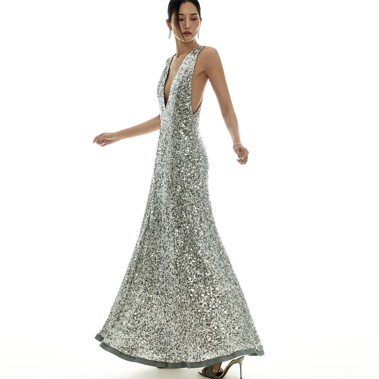 D5419 V領 連衣裙