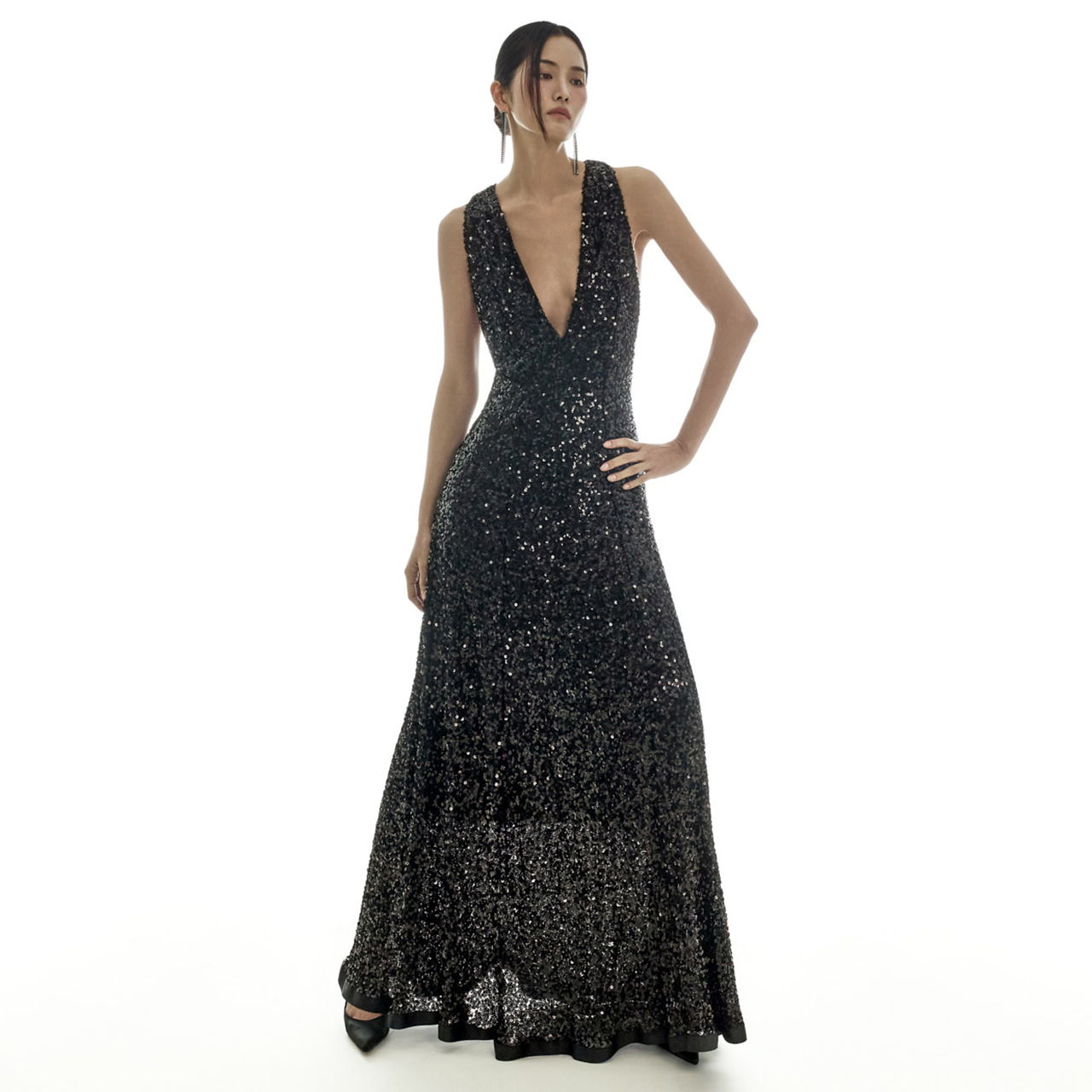 D5419 V領 連衣裙