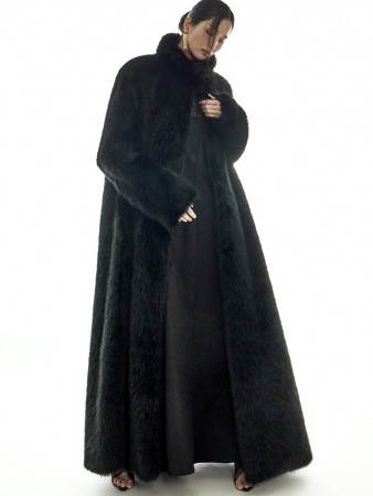 J3034 人造 皮草 极长 大衣 Korea