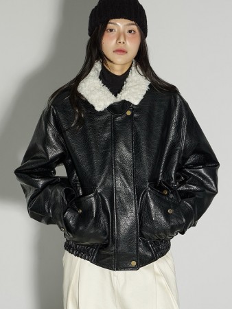 J3014 셰르파 皮革 毛衣外套 Korea