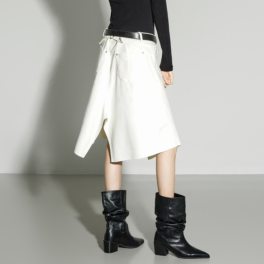 SK3123 绒面革 口袋 裙