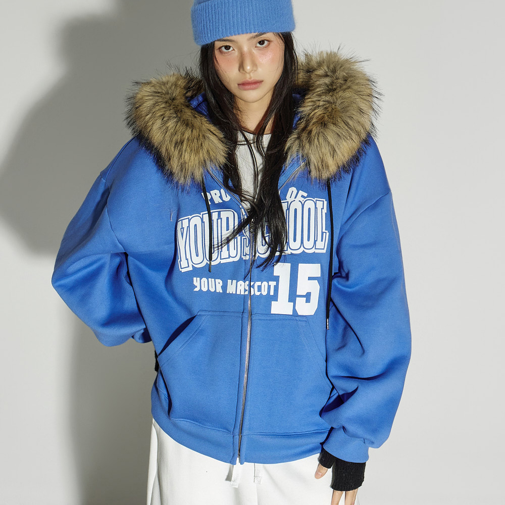 J3016 加絨 皮草 帶帽 拉链装