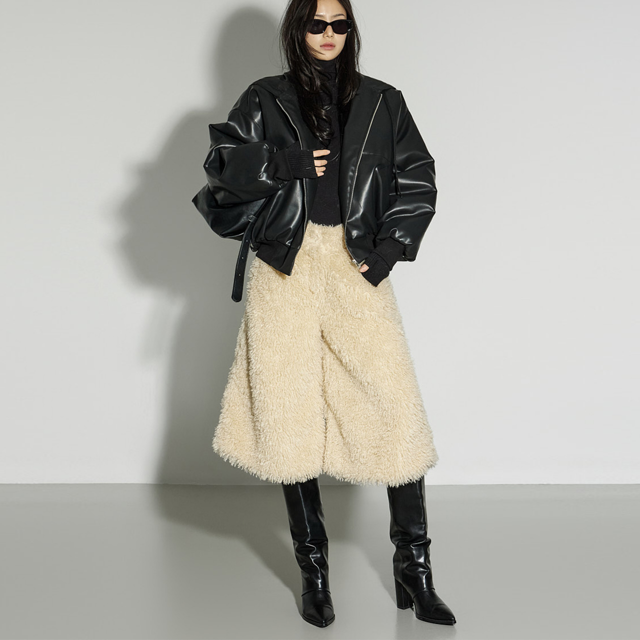 P3704 加絨 皮草 百慕大 褲子