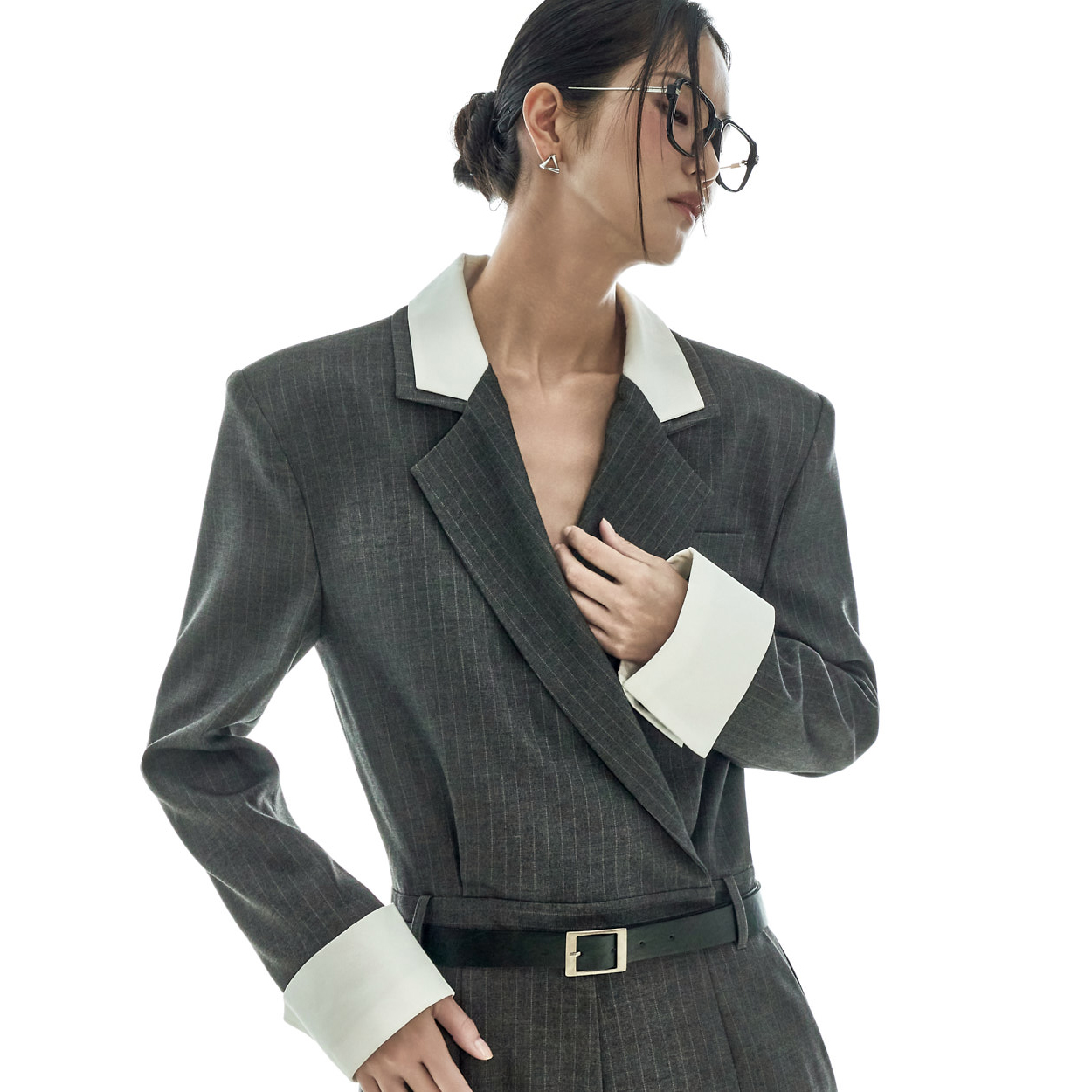 JS9026 合身定製 腰帶 連體褲