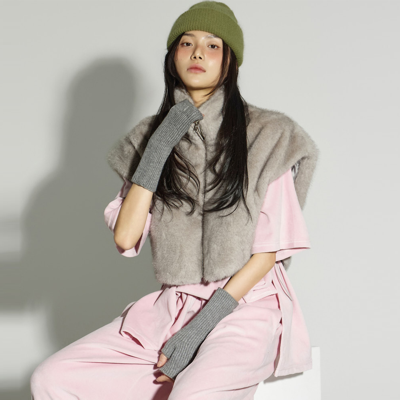 J3011 人造 皮草 马甲