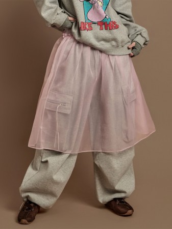 SK3131 透明硬紗 层叠式 裙 Korea