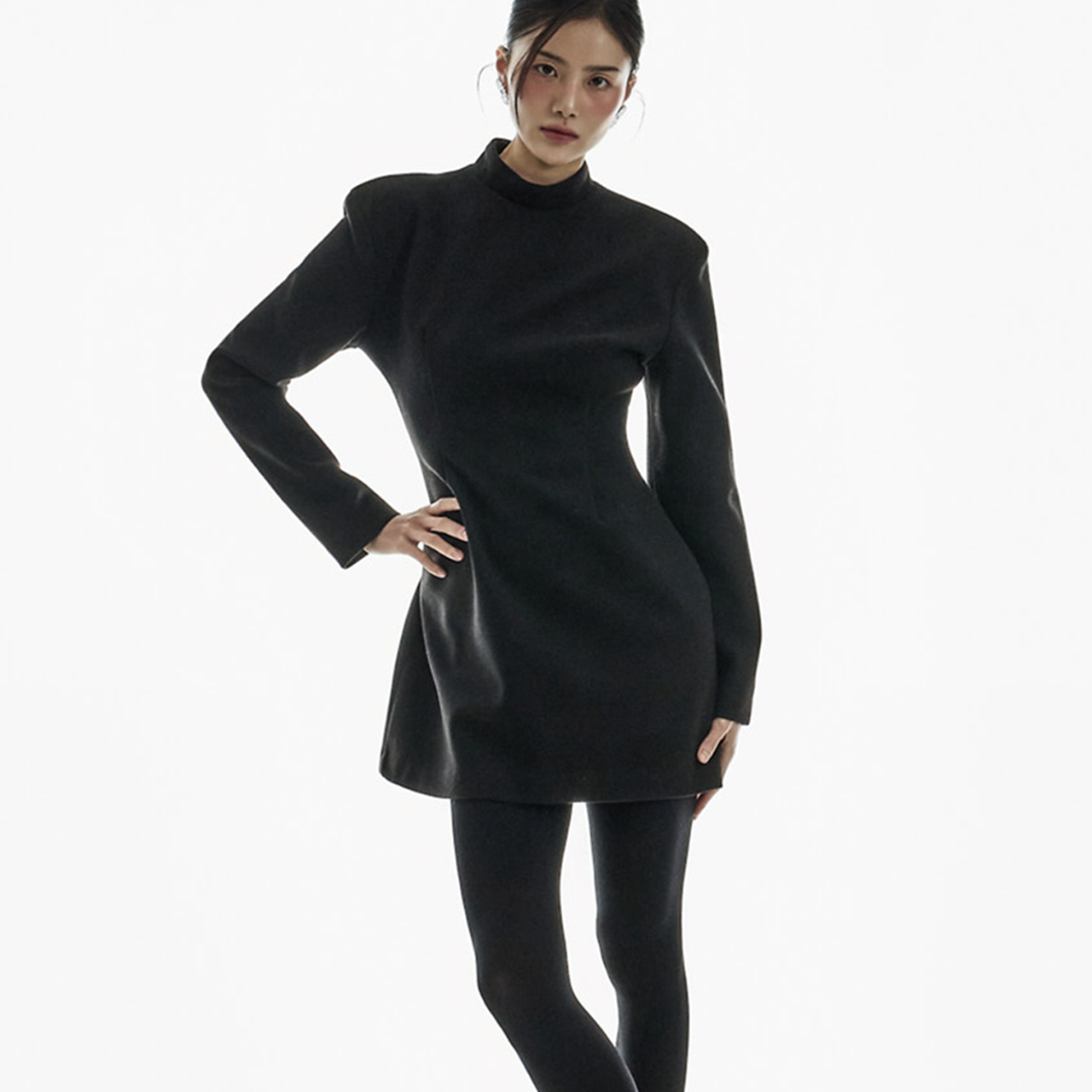 D5436 半高領 正規 迷你 連衣裙