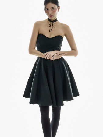 D5438 抹胸 百褶 迷你 連衣裙 Korea