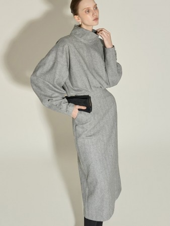 D9574 高领 羊毛 連衣裙 Korea