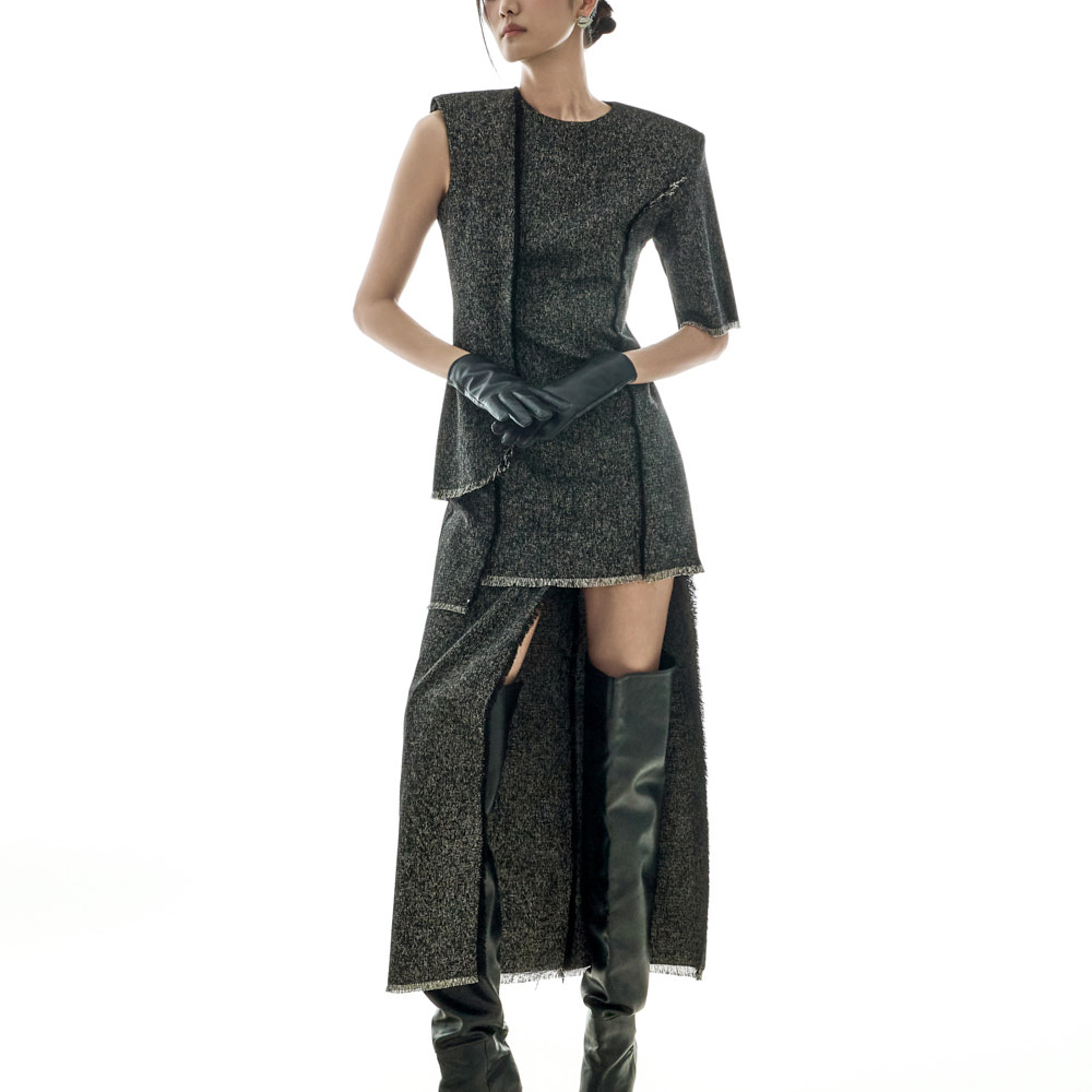 D9577 流苏 不規則 迷你 連衣裙