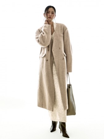 J3038 绑带 组合 无领 大衣 Korea