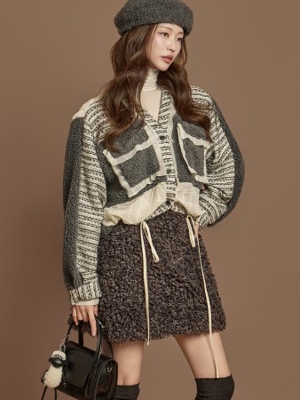 B3152 花呢 混 口袋 雪紡衫 Korea