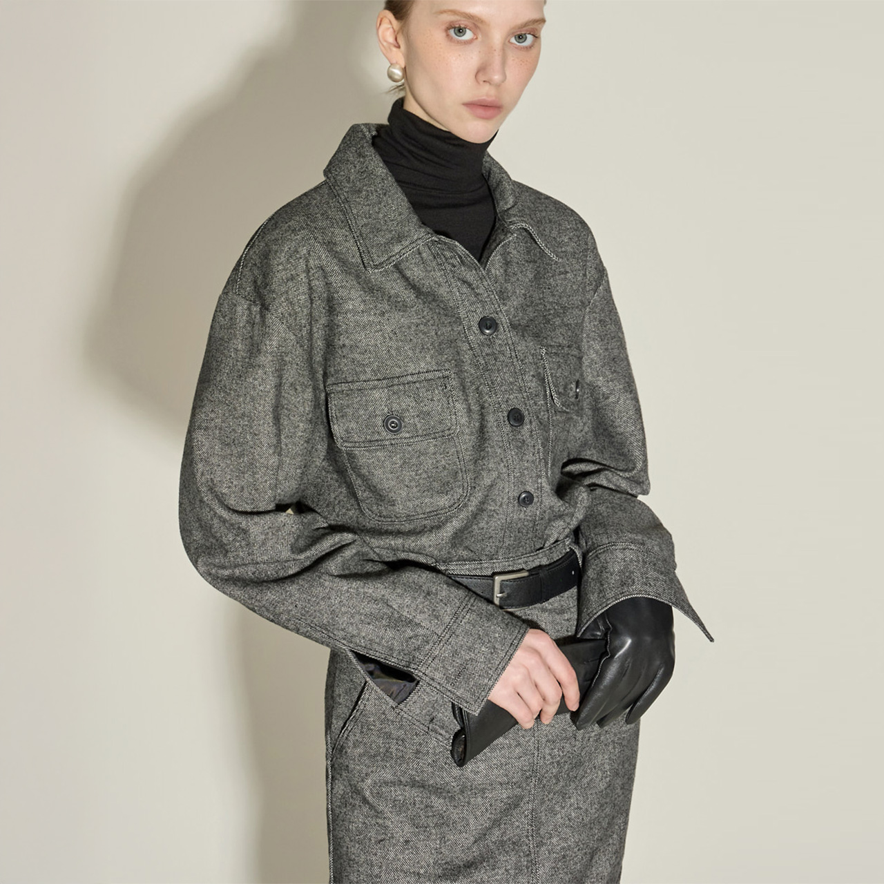 S835 羊毛 口袋 衬衫