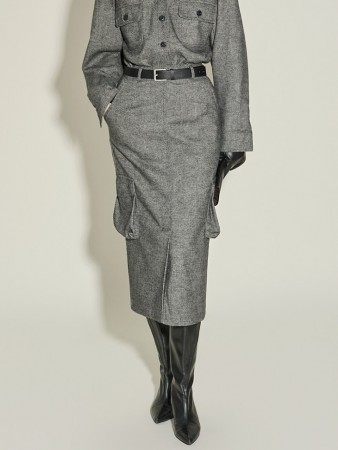 SK3133 羊毛 工裝 裙 Korea