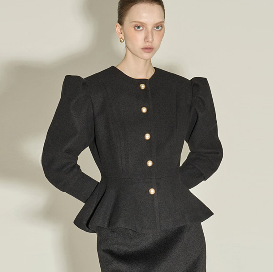 J3047 泡泡袖 荷葉邊 夾克