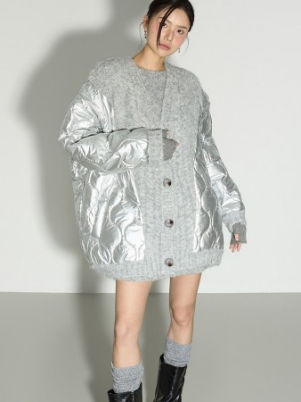 J3049 絎縫 混 針織 毛衣外套 Korea