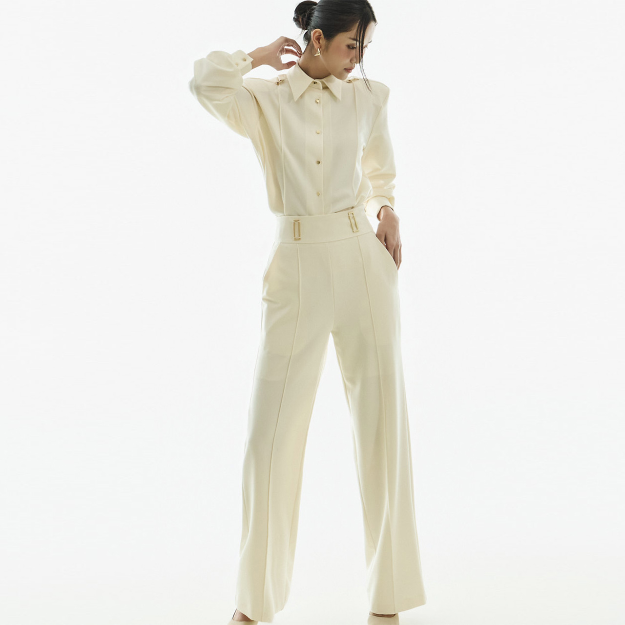 TP2315 雪紡衫 西褲 套装