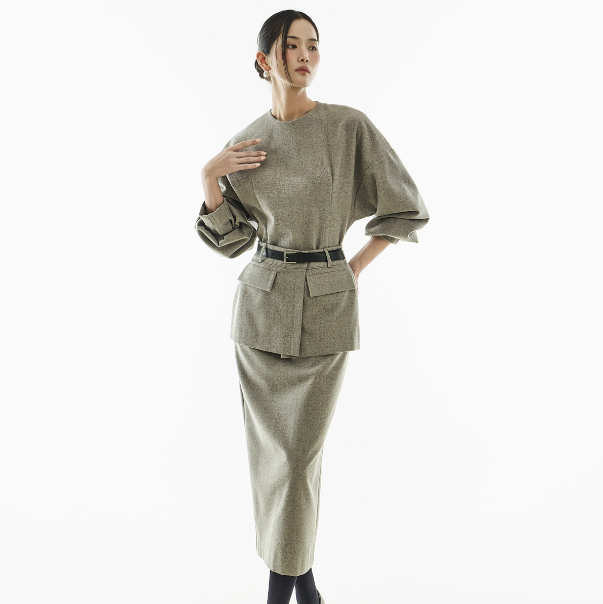 D9579 腰帶 组合 层叠式 連衣裙