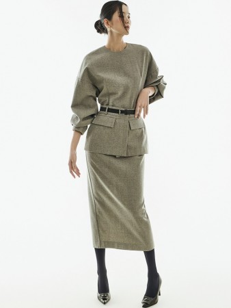 D9579 腰帶 组合 层叠式 連衣裙 Korea