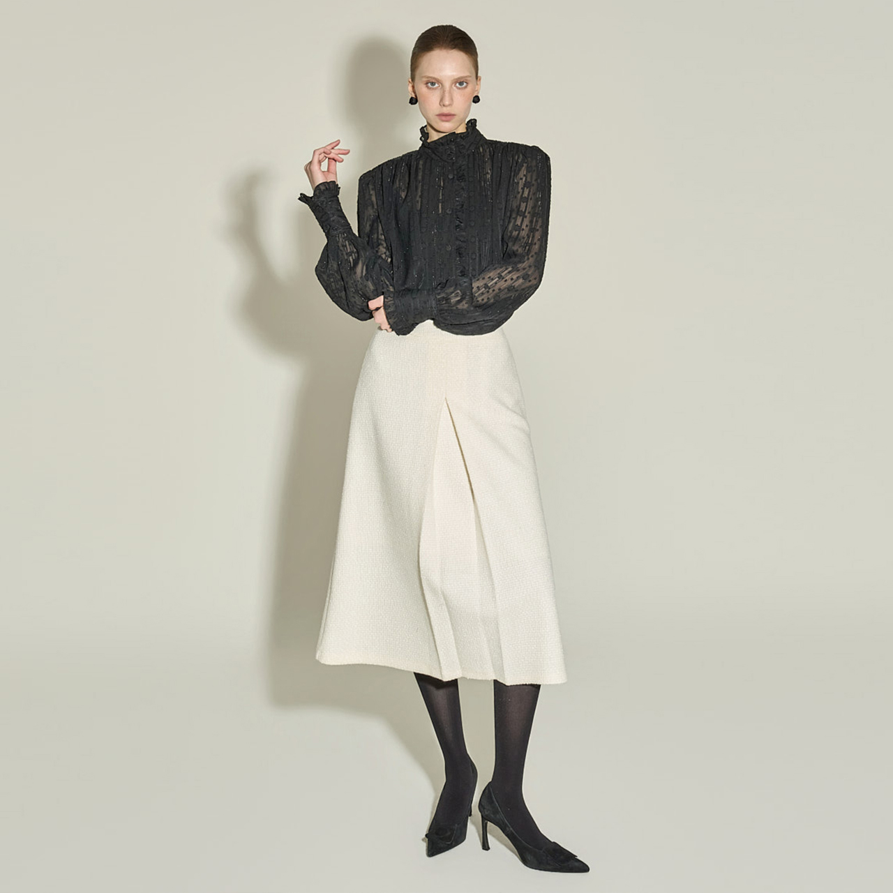 SK3146 百褶 羊毛 裙