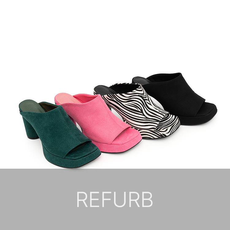 PS3889 루나 棉 方形 防水臺 高跟鞋 拖鞋