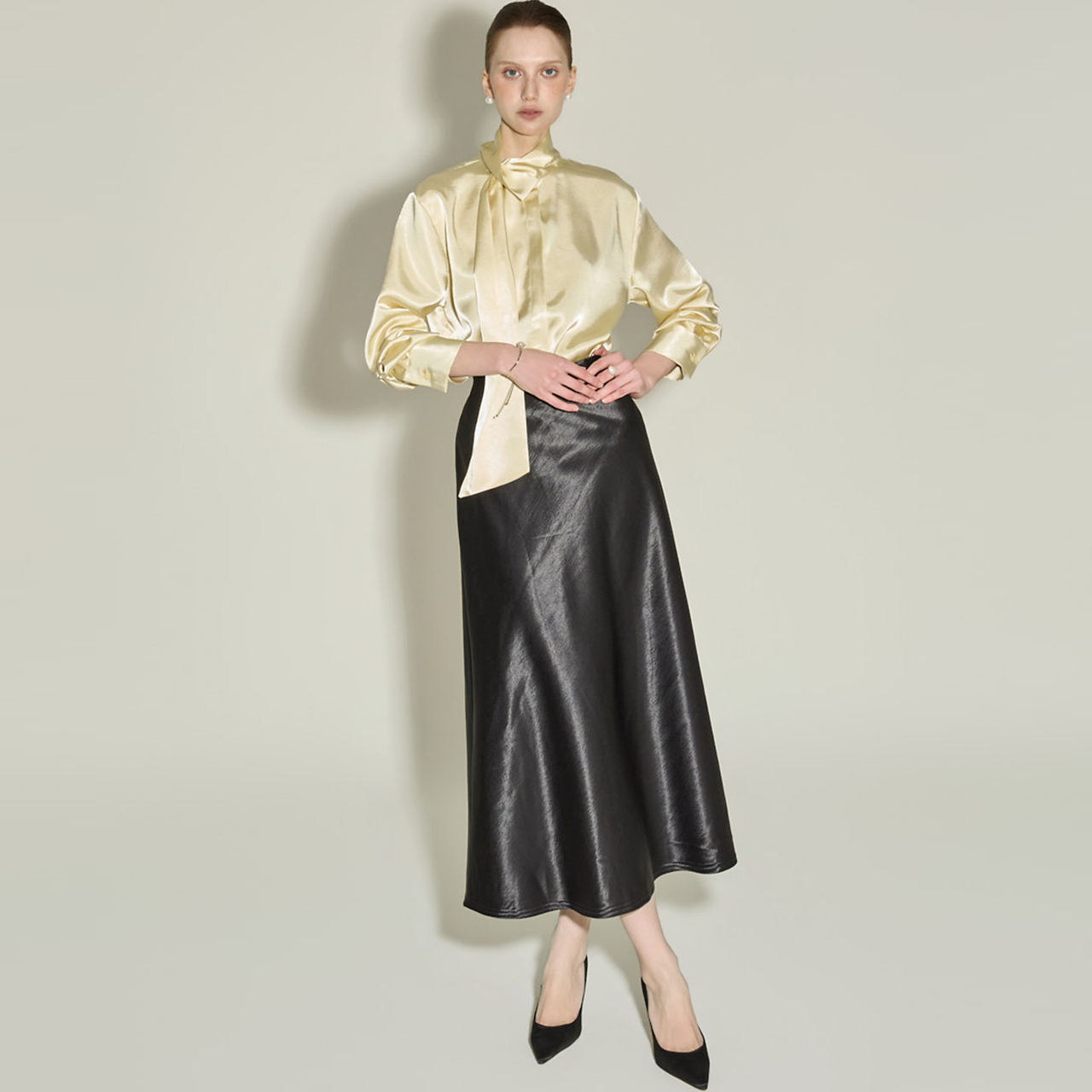 SK3148 光澤 加絨 裙