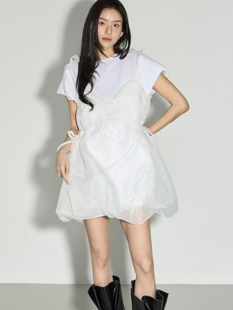 D5449 透視 泡泡 連衣裙 Korea