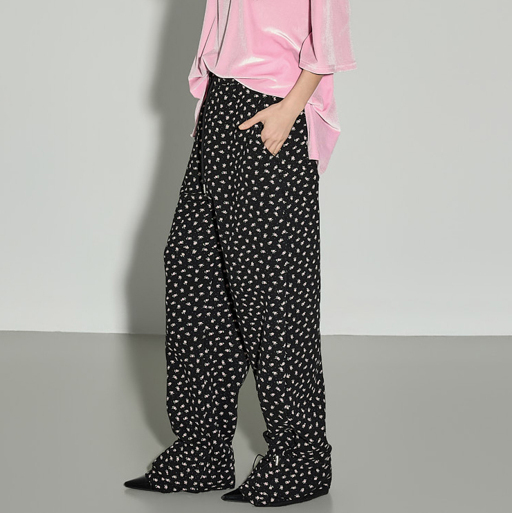 P3732 花纹 荷叶边 加絨 褲子